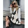 imageZeagoo Womens Sweater Vest Dress Pattern Knitted Pullovers Sweaters V Neck Tank Sweater Dress with PocketsBlack Argyle