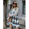 imageZeagoo Womens Sweater Vest Dress Pattern Knitted Pullovers Sweaters V Neck Tank Sweater Dress with PocketsBlue Argyle