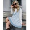 imageZeagoo Womens Sweater Vest Dress Pattern Knitted Pullovers Sweaters V Neck Tank Sweater Dress with PocketsBlue Houndstooth