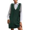 imageZeagoo Womens Sweater Vest Dress Pattern Knitted Pullovers Sweaters V Neck Tank Sweater Dress with PocketsDark Green