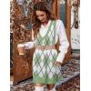 imageZeagoo Womens Sweater Vest Dress Pattern Knitted Pullovers Sweaters V Neck Tank Sweater Dress with PocketsGreen Argyle