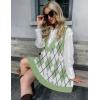imageZeagoo Womens Sweater Vest Dress Pattern Knitted Pullovers Sweaters V Neck Tank Sweater Dress with PocketsGreen Argyle
