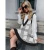 imageZeagoo Womens Sweater Vest Dress Pattern Knitted Pullovers Sweaters V Neck Tank Sweater Dress with PocketsWhite Plaid