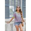 imageZeagoo Womens Tops Casual Oversized Short Sleeve Sweatshirt Summer Striped Shirt Crewneck Pullover Loose T Shirts BlouseA Pinkgreen