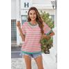 imageZeagoo Womens Tops Casual Oversized Short Sleeve Sweatshirt Summer Striped Shirt Crewneck Pullover Loose T Shirts BlouseA Pinkwhite