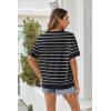 imageZeagoo Womens Tops Casual Oversized Short Sleeve Sweatshirt Summer Striped Shirt Crewneck Pullover Loose T Shirts BlouseBlackwhite1