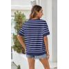 imageZeagoo Womens Tops Casual Oversized Short Sleeve Sweatshirt Summer Striped Shirt Crewneck Pullover Loose T Shirts BlouseBluewhite