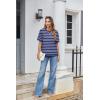 imageZeagoo Womens Tops Casual Oversized Short Sleeve Sweatshirt Summer Striped Shirt Crewneck Pullover Loose T Shirts BlouseBluewhite