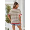 imageZeagoo Womens Tops Casual Oversized Short Sleeve Sweatshirt Summer Striped Shirt Crewneck Pullover Loose T Shirts BlouseCaramelwhite