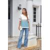 imageZeagoo Womens Tops Casual Oversized Short Sleeve Sweatshirt Summer Striped Shirt Crewneck Pullover Loose T Shirts BlouseWhite Gray Blue