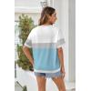 imageZeagoo Womens Tops Casual Oversized Short Sleeve Sweatshirt Summer Striped Shirt Crewneck Pullover Loose T Shirts BlouseWhite Gray Blue