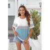 imageZeagoo Womens Tops Casual Oversized Short Sleeve Sweatshirt Summer Striped Shirt Crewneck Pullover Loose T Shirts BlouseWhite Gray Blue