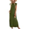 imageZeagoo Maxi Dresses for Women 2025 Summer Casual Sleeveless Floral Sundress Long Split Dresses with Pockets Beach VacationA04green