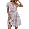 imageZeagoo Summer Dress with Flutter Sleeves  Cotton Linen Beach A Line Casual DressFloral Red