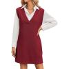 imageZeagoo Womens Oversized Fall Sweater Vest Dress Winter Casual V Neck Sleeveless Loose Knit Pullover Sweater 2025Wine Red