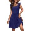imageZeagoo Womens Summer Dress Casual Ruffle Tiered Floral Square Neck Sundresses Beach Boho Mini Aline Dress 2025 with PocketsSolid Navy