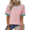 imageZeagoo Womens Tops Casual Oversized Short Sleeve Sweatshirt Summer Striped Shirt Crewneck Pullover Loose T Shirts BlouseA Pinkwhite