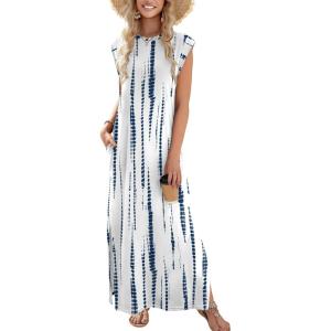 imageZeagoo Maxi Dresses for Women 2025 Summer Casual Sleeveless Floral Sundress Long Split Dresses with Pockets Beach VacationZr229
