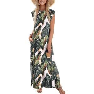 imageZeagoo Maxi Dresses for Women 2025 Summer Casual Sleeveless Floral Sundress Long Split Dresses with Pockets Beach VacationZw792