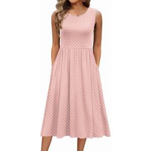 imageZeagoo Womens Summer Tank Midi Dress with Pockets Floral Sleeveless ALine Casual Loose TShirt Dresses Beach Sundress 2025Pink Floral