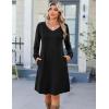 imageZeagoo Fall Dresses for Women Long Sleeve Casual Pleated V Neck Dress 2025 A Line Tunic DressAblack