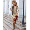 imageZeagoo Fall Dresses for Women Long Sleeve Casual Pleated V Neck Dress 2025 A Line Tunic DressBeige Floral