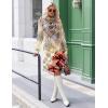 imageZeagoo Fall Dresses for Women Long Sleeve Casual Pleated V Neck Dress 2025 A Line Tunic DressBeige Floral