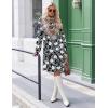 imageZeagoo Fall Dresses for Women Long Sleeve Casual Pleated V Neck Dress 2025 A Line Tunic DressBlack Floral