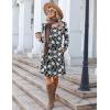imageZeagoo Fall Dresses for Women Long Sleeve Casual Pleated V Neck Dress 2025 A Line Tunic DressBlack Floral