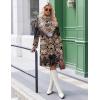 imageZeagoo Fall Dresses for Women Long Sleeve Casual Pleated V Neck Dress 2025 A Line Tunic DressBlack Printed