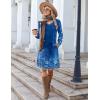 imageZeagoo Fall Dresses for Women Long Sleeve Casual Pleated V Neck Dress 2025 A Line Tunic DressBlue Floral