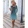 imageZeagoo Fall Dresses for Women Long Sleeve Casual Pleated V Neck Dress 2025 A Line Tunic DressBlue Green 01