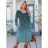 imageZeagoo Fall Dresses for Women Long Sleeve Casual Pleated V Neck Dress 2025 A Line Tunic DressBlue Green 01