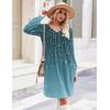 imageZeagoo Fall Dresses for Women Long Sleeve Casual Pleated V Neck Dress 2025 A Line Tunic DressBlue Green 01