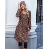 imageZeagoo Fall Dresses for Women Long Sleeve Casual Pleated V Neck Dress 2025 A Line Tunic DressBrown Floral