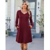 imageZeagoo Fall Dresses for Women Long Sleeve Casual Pleated V Neck Dress 2025 A Line Tunic DressBurgundy