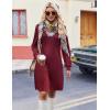 imageZeagoo Fall Dresses for Women Long Sleeve Casual Pleated V Neck Dress 2025 A Line Tunic DressBurgundy