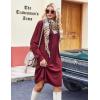 imageZeagoo Fall Dresses for Women Long Sleeve Casual Pleated V Neck Dress 2025 A Line Tunic DressBurgundy