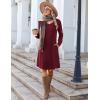 imageZeagoo Fall Dresses for Women Long Sleeve Casual Pleated V Neck Dress 2025 A Line Tunic DressBurgundy