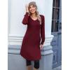 imageZeagoo Fall Dresses for Women Long Sleeve Casual Pleated V Neck Dress 2025 A Line Tunic DressBurgundy