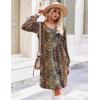 imageZeagoo Fall Dresses for Women Long Sleeve Casual Pleated V Neck Dress 2025 A Line Tunic DressChic Printed