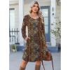 imageZeagoo Fall Dresses for Women Long Sleeve Casual Pleated V Neck Dress 2025 A Line Tunic DressChic Printed