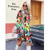imageZeagoo Fall Dresses for Women Long Sleeve Casual Pleated V Neck Dress 2025 A Line Tunic DressMixed Printed