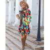 imageZeagoo Fall Dresses for Women Long Sleeve Casual Pleated V Neck Dress 2025 A Line Tunic DressMixed Printed