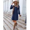 imageZeagoo Fall Dresses for Women Long Sleeve Casual Pleated V Neck Dress 2025 A Line Tunic DressNavy