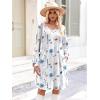 imageZeagoo Fall Dresses for Women Long Sleeve Casual Pleated V Neck Dress 2025 A Line Tunic DressWhite Floral