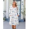 imageZeagoo Fall Dresses for Women Long Sleeve Casual Pleated V Neck Dress 2025 A Line Tunic DressWhite Floral