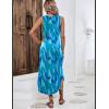 imageZeagoo Women Floral Summer Casual Beach Printed Tank Dress with Pockets Pleated Front Long DressMixed Blue
