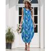 imageZeagoo Women Floral Summer Casual Beach Printed Tank Dress with Pockets Pleated Front Long DressMixed Blue