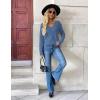 imageZeagoo Womens 2025 Fall V Neck Sweater Trendy Long Sleeve Casual Lightweight Ribbed Knit Pullover TopsBlue